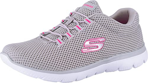 Skechers Damen Summits 12985 Turnschuhe, Gray Mesh/Hot Pink Trim, 42 EU