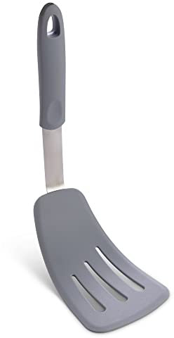 HIC Kitchen Flexibler Pfannenwender mit Schlitzen, antihaftbeschichtet, Silikon mit Edelstahlkern, Küchenutensilien, 35,6 x 10,2 cm