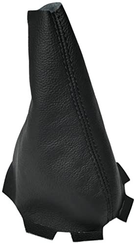 AERZETIX - C59540 - Schalthebelmanschette aus echtem schwarzem leder - kompatibel mit Peugeot Partner 2 Citroen Berlingo 2 2008-2018 - farbe: schwarz mit schwarz nähten - für manuelles getriebe