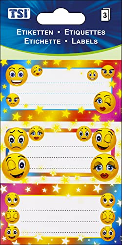 TSI Mehrzweck-Etiketten SMILEY, Druck auf Papier, Inhalt: 3 Blatt á 3 Etiketten (= 9 Etiketten), Art. Nr. 55395