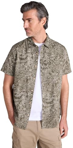 Mountain Warehouse Kurzarm-Hemd Für Herren mit tropischem Print - Aus 100% Baumwolle, atmungsaktives Frühling Sommerhemd, maschinenwaschbares freizeithemd Dunkel Grün XXL