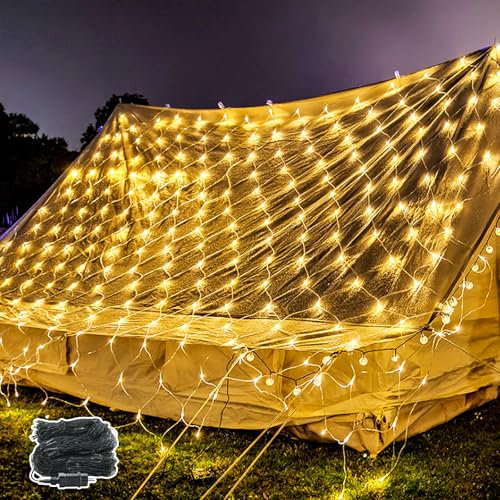 NAIZY 6 x 2 m LED Lichternetz, Lichterkette Lichtervorhang Deko Leuchte für Innen und Außen Party Weihnachten Hochzeit - 280 LEDs Warmweiß
