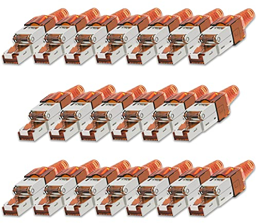 NEXMEX Netzwerkstecker 20x Cat 7 werkzeuglos CAT7 CAT7A RJ45 LAN UTP 600MHz Kabel Stecker ohne Werkzeug Crimpstecker werkzeugfrei CAT6a CAT6 CAT5 für Verlegekabel Patchkabel Netzwerkkabel