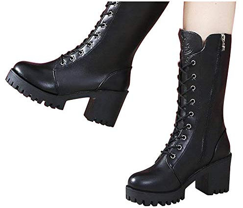 Stivali Donna Invernali Elasticizzati Vintage Sexy Western Boots Caldo Pelle Sopra il Ginocchio Stivaletti Stivali Alti con Tacco Morbidi Camoscio Stivali Cowboy Anfibi Larghi Curvy