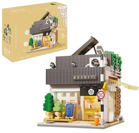 barweer Klemmbausteine Japan Summer Café Set,Japanese City Store Haus häuser House Architecture, MOC Modular Buildings für Erwachsene,C66006W (1116 Teile),Kompatibel mit Lego