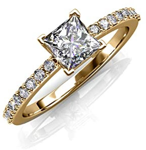 MYC-Paris - Einfacher quadratischer Ring – Roségold oder Silber + Kristall – Messing HQ – vergoldet mit Roségold 18 K oder Rhodium – Geschenk zum Geburtstag, Muttertag, Weihnachten – Größe 52 bis 56