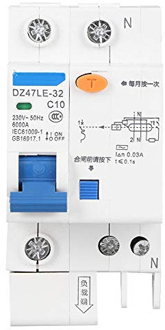 DZ47LE 32 1P+N 10 A Disjoncteur différentiel Protection contre les fuites de surintensité 10 x 8 x 5 10 A N