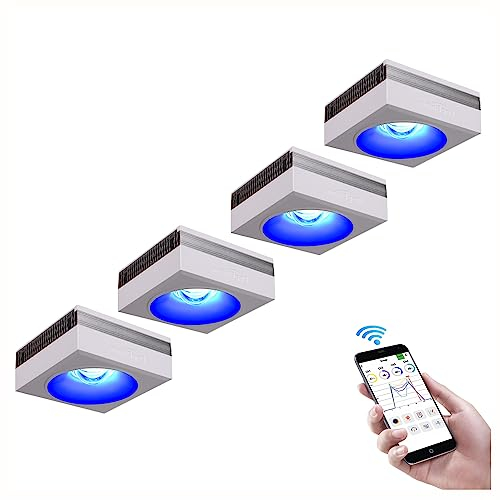 PopBloom RL90 WiFi led beleuchtung aquarium salzwasser, aquarium lampe led meerwasser für 180 cm -220 cm aqaurium, SPS LPS coral grow (4 RL90 WiFi mit Hängeset)