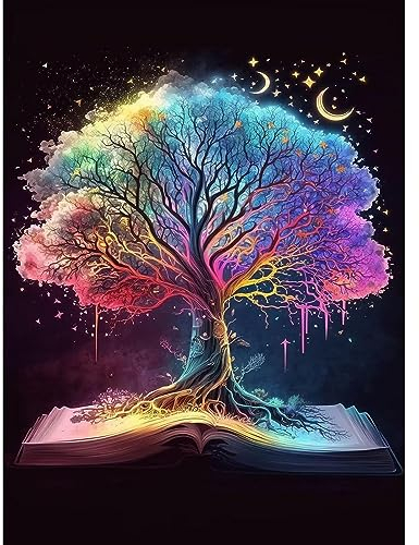 MXJSUA Peinture Arbre de la Vie Diamant Adulte, Diamond Painting 5D Complet, Diamant Kits, Diamant Strass Point de Croix Cristal Painting pour Murale Décoration 30x40cm