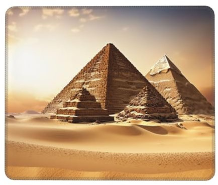 Mauspad mit ägyptischen Pyramiden, rutschfestes Mauspad mit Gummiunterseite, langlebige genähte Kanten, Mauspad für Computer, Mauspads für Gaming, Arbeit, Zuhause, Büro