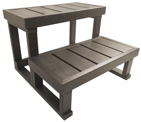 Whirlpool-Stufen mit zwei Stufen, Holz-Kunststoff-Verbundwerkstoff für Whirlpool, Spa, Pool mit Leichtigkeit (57,1 cm L x 39,9 cm H, Hellbraun)