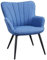 Yaheetech Modern Tub Chair, Linen Fabric Living Room Armchair, Side Vanity Chair with Curved High Back and Thick Soft Padded Seat for Bedroom Makeup Reading Nook, Blue
