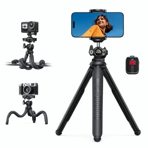 Lamicall Handy Stativ, Mini Stativ Halter - 2025 Handy Halterung Kamerastativ für Smartphone & Kamera, Flexible Handystativ mit Kabellose Fernbedienung, 360° Pocket Tripod für iPhone 16/15, für GoPro