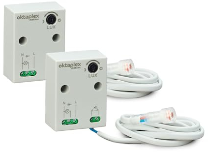 Oktaplex 2 pièces Rosa Interrupteur crépusculaire encastré extérieur capteur crépusculaire Externe IP65 230V Blanc