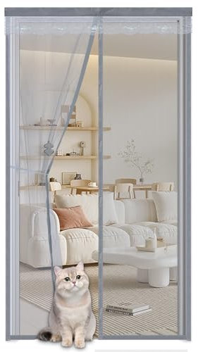 Zanzariera Magnetica per Porte Finestre 120x230cm,Tenda Magnetica Zanzariera Porta,Chiusura Automatica Zanzariera con Calamita per Porta Balcone, Porta Cantine, Porta Terrazze,Grigio