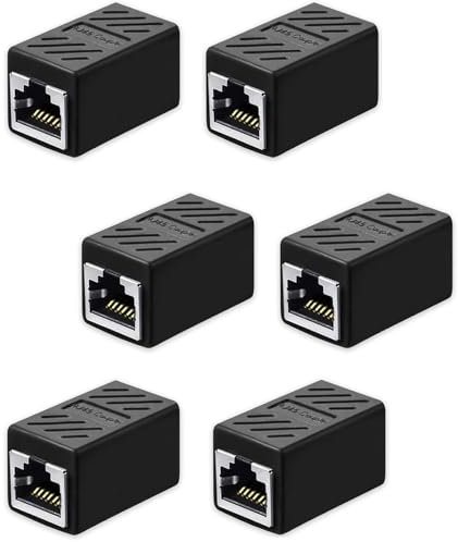 6 Pcs RJ45 Coupler Extender, Ethernet Cable Extender Connector LAN Ethernet Cable Adapter, Network Coupler Connector for Cat7/Cat6/Cat5 Adapter-Female to Female