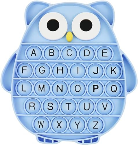 Pop it Fidget Spielzeug, Silikon Fidget Spielzeug, Push Pop Bubble Sensory Fidget Toy, Pop it Spielzeug, mit Buchstabentasten, Angstlinderndes Spielzeug für Kinder und Erwachsene(Blau)