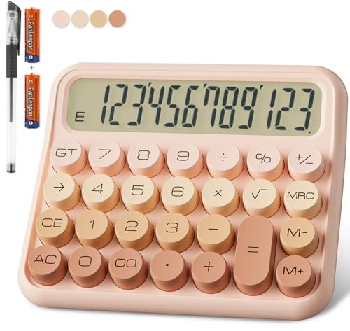Calculatrice mécanique 12 Chiffres, écran LCD Extra Large de 5 Pouces, Calculatrice de Bureau à Piles, Gros Boutons faciles à Presser, écran inclinable à 15° pour Les Enfants.