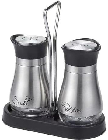 GJIE Pack of 2 Salt and Pepper Pots Salt and Pepper Shaker Salt and Pepper Set Salt Shaker Salt Pot Kitchen Accessories (Silver)