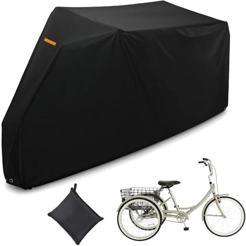 TOEMUE Dreiradabdeckung für Erwachsene, 420D wasserdichte Outdoor-Fahrradabdeckungen, staubdichte Fahrradabdeckung, winddichte elektrische Dreiradabdeckungen, passend für alle 3-Rad-Fahrräder, 190 cm