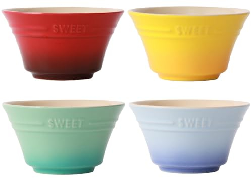 4er Set Dessertschalen Porzellan Bunt Suppenschalen| Keramik Eisschalen Müsli Schüssel Kleine Reisschalen Set| Gradientenfarbe Servierschalen Set Für Dessert Eiscreme Reis Snack Dip Sauce (Stil A)