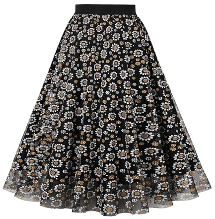 NSICBMNO Schottenkaro Damen Knielanger Rock Damen Midi Faltenrock A Linie Rock Elastische Taille Rock Plaid Langer Rock Midi Ausgestellter Rock Karierter Rock Lässiger Rock Skaterrock Boho Rock,