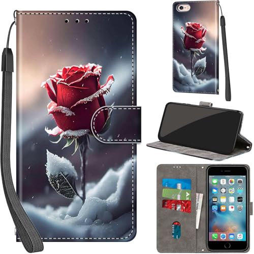 Haninsuze Cover per iPhone 6/ iPhone 6S Custodia Cover Pelle Libro Portafoglio con Porta Carte Magnetica Protezione Antiurto Cuoio Flip Case Custodia Cover per iPhone 6/6S, Rose