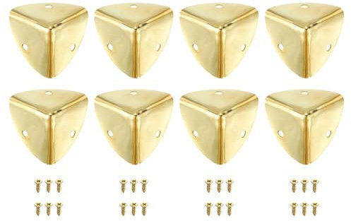 sourcing map 8 Pcs Decorative Box Corner Cover, 40mm Metal Edge Guard, Furniture Corner Edges Protector with Screws, Gold
