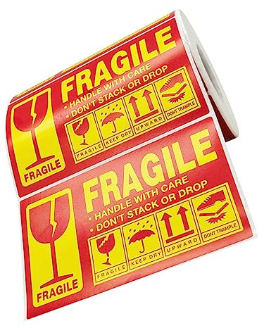 Lurrose Fragiler Aufkleber Versandwarnaufkleber Zerbrechlich Aufkleber Warnung Verpackung Vorsichtsetikett Für Empfindliche Verpackungen