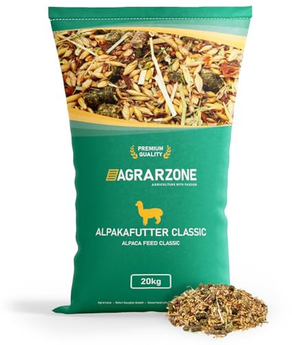 Agrarzone Mangime per Alpaca Classic 20 kg - Muesli a basso contenuto di proteine e energia per alpaca, lama, cammelli e cavalli - Con orzo, erba medica e pomace