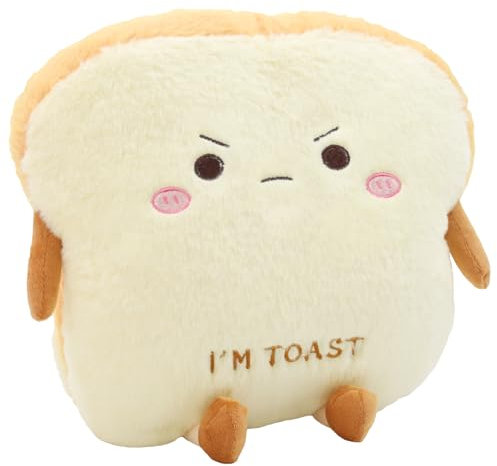 Auptiz Toastbrot Kissen - Weiches Plüschtier in Brot Form, Lustiges Handwärmer Kuscheltier Puppe Spielzeug Mit Geschnittenem Toast Design, 40cm