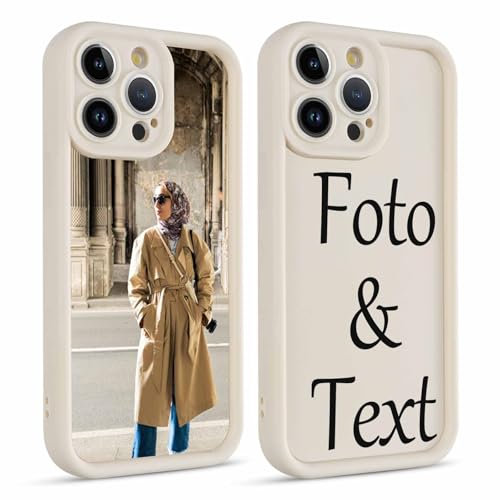 Xylota Personalisierte Handyhülle für iPhone 15 Pro Max 6,7'', Personalisiert Hülle mit Selbst Gestalten Eigenem Bild Text Foto Schutzhülle, Individuelle Design Silikon Case für iPhone 15 Pro Max,Weiß