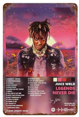 Legends Never Die Juice WrldEisenblech, Gemälde, Eisenblech, Malerei, Rost, Poster, dekorative Charaktere, Film, Eisenblech, Künstlerhaus, dekorativer Malstil, 930 x 20 cm