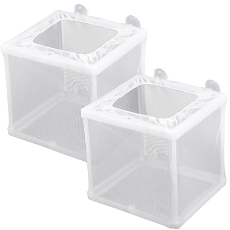 2 Stück Aufzuchtbecken Aquarium, Aquarium Fische Brutkasten Aquarium Isolation Netz Ablaichkasten Fischzuchtkasten mit Saugnapf Laichkasten für Aquarium Baby Fisch, 16x14x15 cm