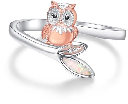 TANGPOET Eule Ring Schmuck für Damen Frauen Silber 925 Verstellbar Eule Finger Daumen Ringe Geschenke für Geburtstag Mütter Tag Weihnachten