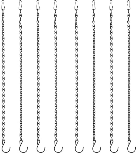8 pezzi Catena Sospesa in Metallo da 50cm Catene per Appendere con Ganci e Clip Catene de Appendere Piante Vaso per Fioriere Lanterne Mangiatoie per Uccelli Campanelli eolici, Nero