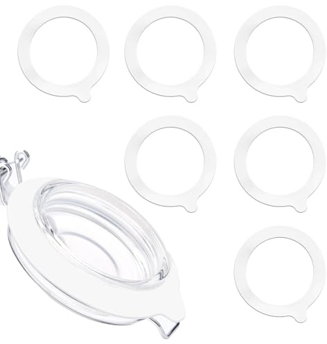 6 Stück Silikondichtungen für Einmachgläser, 9,5 cm Luftdichte Silikondichtungen Auslaufsichere Ersatzdichtungsringe für Einmachgläser aus Glas mit Normaler Öffnung von Mason (Weiß)
