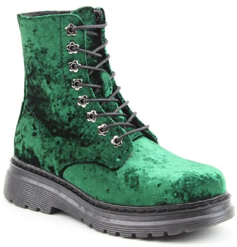 Heavenly Feet Lace Up Ankle Boots Velour Contemporary Stylish Colourful Vegan Memory Foam Plush Lining Winter Boot (Emerald, UK Footwear Size System, Adult, Women, Numeric, Medium, 8)