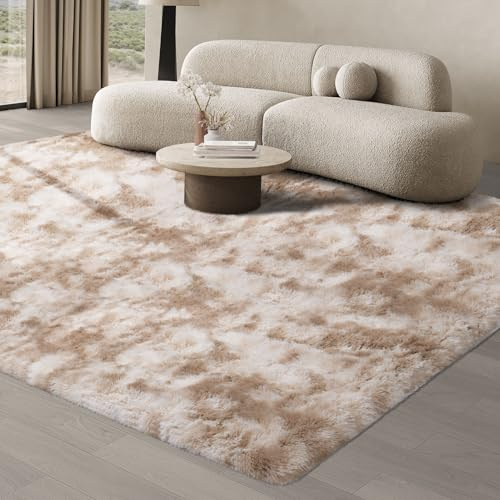 JOJOSEE Hochflor Teppich Wohnzimmer, 200 x 300 cm, Kaffeebraun | Anti-Rutsch Wohnzimmerteppich, Waschbarer Flauschiger Teppich für Schlafzimmer & Kinderzimmer