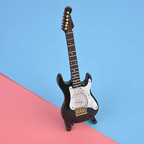 SustVita Sammel-Nachbildung Einer E-Gitarre aus Holz mit Ständer und Geschenkbox zur Präsentation auf dem Schreibtisch, EIN stilvolles Miniatur-Musikinstrument-Ornament für Musiker