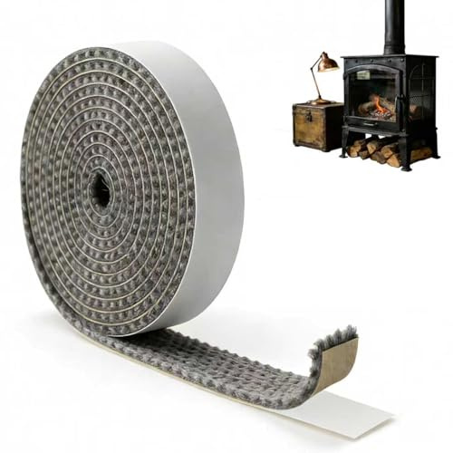 Fire Rope for Wood Burning Stove, 1 Roll Heat Resistant Sealant Strip 2*10mm*3m Self Adhesive Seal Liner for Stove, Chimney, Fireplaces, Oven Door Pipe Resistant Fiberglass Gasket Sealant Accessories