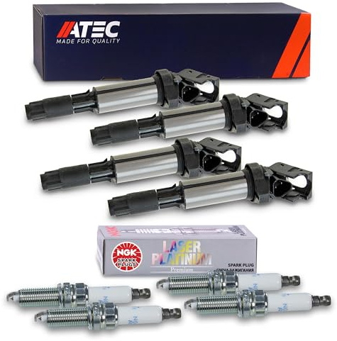 ATEC Germany 4x Stabzündspule Zündspule, 4x Zündkerze