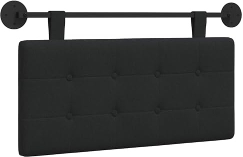 vidaXL Hängendes Kopfteil Schwarz Stoff, Moderner, rechteckiger Polster-Kopfteil, Wandmontage, anpassbare Schlafzimmer-Deko, platzsparende Möbel Ideen
