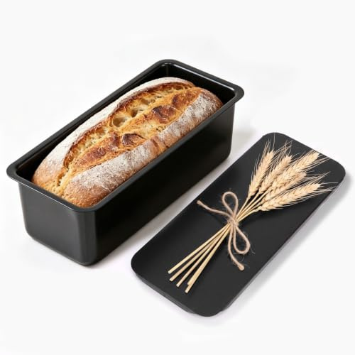 Premium Brotbackform mit Deckel, 28 x 11 x 10 cm – Extra hohe Kastenform für Toastbrot, Backform aus Kohlenstoffstahl mit Keramik-Antihaftbeschichtung, Hitzebeständig bis 260 °C, Brot Backen Zubehör