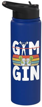 Gym Gin Retro Inspired Alcohol Drinking Fitness Bartender Stainless Steel Insulated Water Bottle