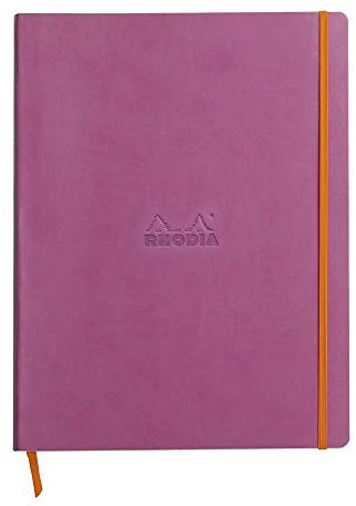 RHODIA 117711C - Lilac Flexible Notebook - A4+ - Lined - 160 Detachable Pages - Ivory Clairefontaine Paper 90 g/m - Bookmark, Elastic Closure - Faux Leather Cover - Rhodiarama Collection