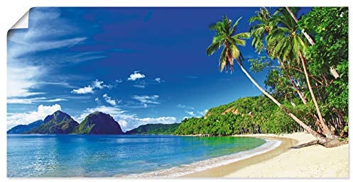 ARTLAND Wanddeko Poster & Kunstdrucke Wandposter Karibik Strand Südsee Palmen Sand Insel Himmel Natur Sommer Urlaub S9HV