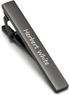 PiercingJ Personalized Gravur 6mm Herren Krawattenklammer krawattennadel Männer Tie Clip aus Edelstahl für Hochzeit Festival Geburtstag Geschenk, Schwarz