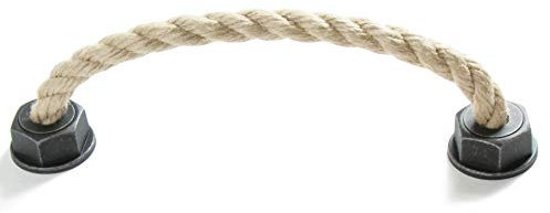 LGM-Beschlag Möbelgriff Rope, Landhaus, Vintage, Seil, Kunststoff - grau-silber, Schnur - beige, 229 mm x 50 mm x 37 mm, LA 192 mm, 51928