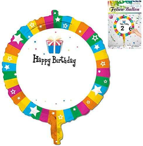 1 FOLIENBALLON bunt 45 cm zum Bekleben oder Beschriften Helium GEEIGNET für Geburtstag Ballon Folie nicht aufgeblasen
